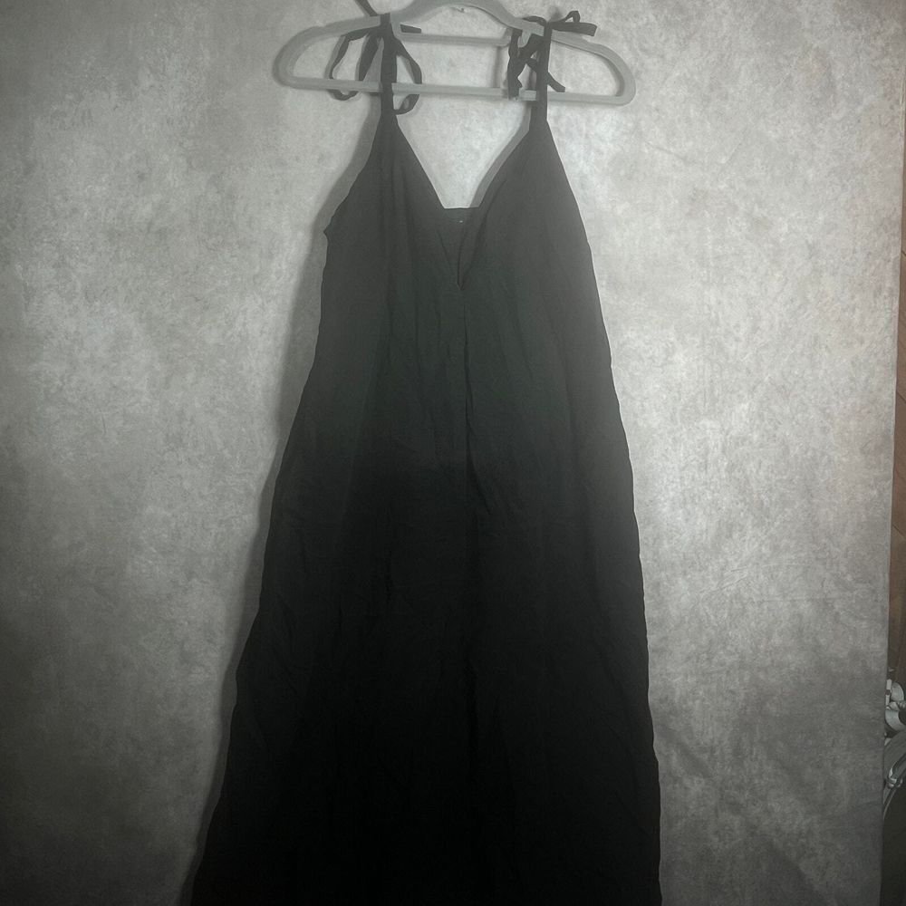Hatch Maternity Dress Womens Size 1‎ Black Linen Blend Maxi Sleeveless V-Neck